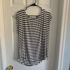 Navy and white striped shirt